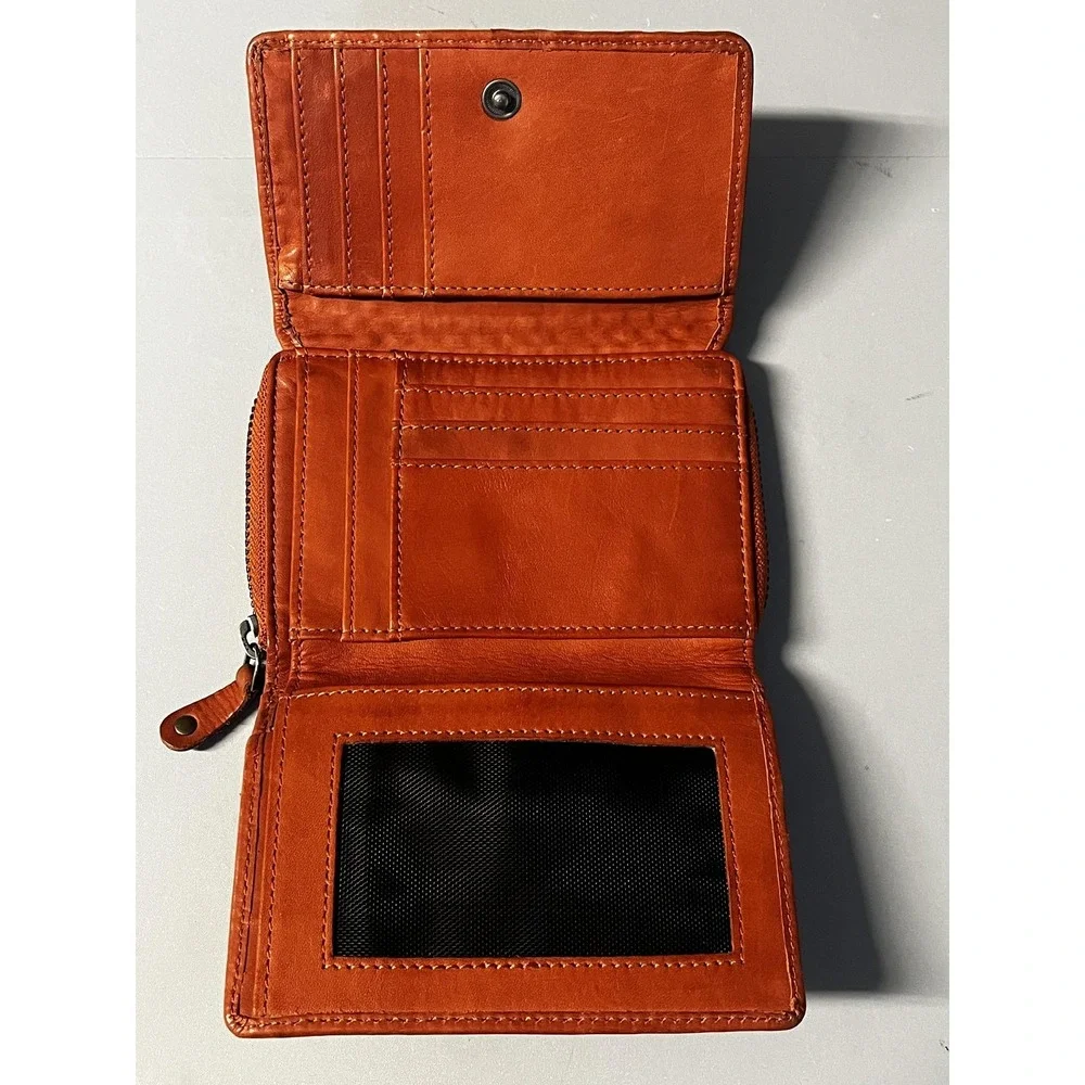 Harbour 2nd‎ Wallet Womens One Size Orange Leather Woven Zip Around Anchor Logo